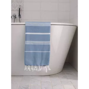 Ręcznik bawełniany hammam jeans blue/biały 170x100 cm Ottomania