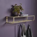 Półka metalowa w kolorze złotym z haczykami 120 cm Nordal - 2