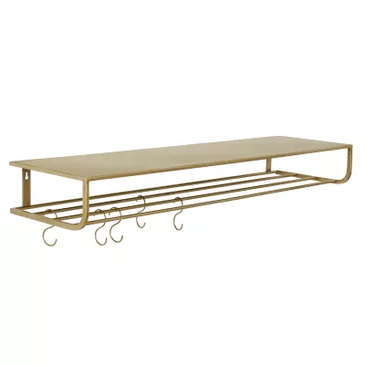 Półka metalowa w kolorze złotym z haczykami 120 cm Nordal