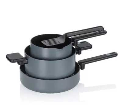 KELA-Zestaw 3 garnków 5el. ciemny szary Mira
