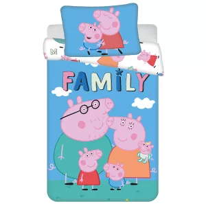 Pościel bawełna 100x135 + 40x60 Świnka Peppa rodzina
