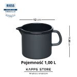 Kubek emaliowany z dzióbkiem Riess 12 cm, 1 l – ciemnoszary do mleka i sosów - 2