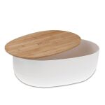 KELA-Chlebak z bambusową pokrywą biały Namur - 2