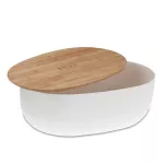 KELA-Chlebak z bambusową pokrywą biały Namur - 2