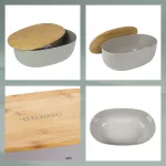 KELA-Chlebak z bambusową pokrywą biały Namur - 3