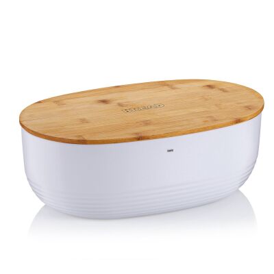 KELA-Chlebak z bambusową pokrywą biały Namur