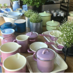 Garnek różowy emaliowany 1 litr Riess Pastell - 2