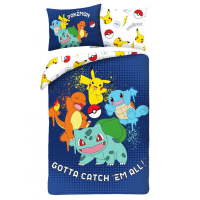 Pościel mikrofibra 140x200+1p70x90 Pokemon granatowy