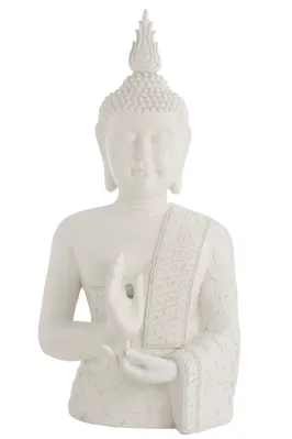 J-LINE Rzeźba Buddha Zen Poly Biały