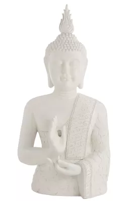 J-LINE Rzeźba Buddha Zen Poly Biały