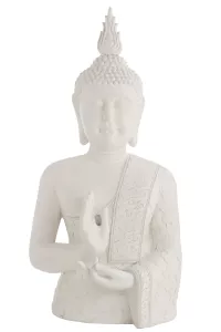 J-LINE Rzeźba Buddha Zen Poly Biały
