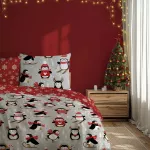 Pościel bawełniana 220x200 + 2x70x80 świąteczna wzór 076 - 3
