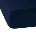 Prześcieradło satyna bawełniana z gumką ciemny granat 026/160x200 - 4