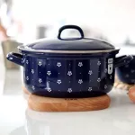 Kanka emaliowana na mleko 2l granatowa w białe kwiatki Riess Dirndl - 4