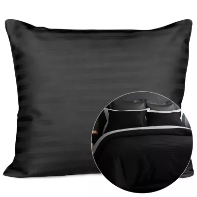 Poszewka satyna bawełna CIZGILI BLACK/50x60.