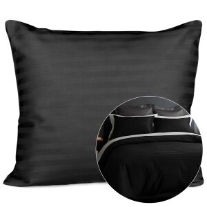 Poszewka satyna bawełna CIZGILI BLACK/50x60.