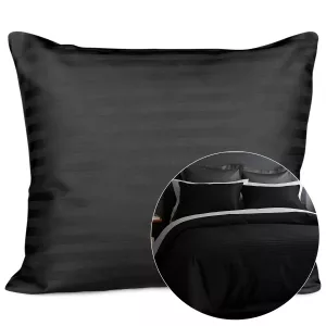 Poszewka satyna bawełna CIZGILI BLACK/50x60.