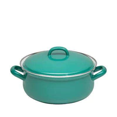 Garnek emaliowany z pokrywką 20 cm 2L Riess NATURE GREEN