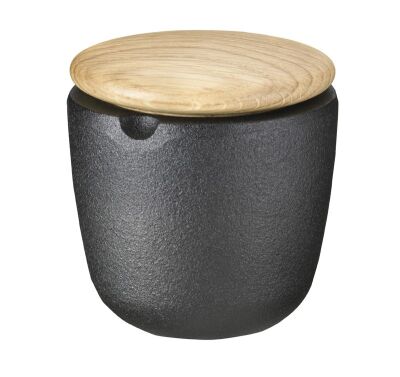 SKEPP-Pojemnik żeliwny na sól Swing dębowa pokrwka