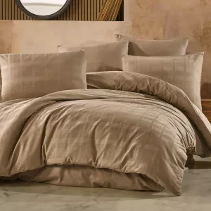 Pościel satyna bawełniana MARSELA LIGHT BROWN/220x200 EXCLUSIVE