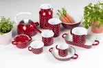 Kubek emaliowany czerwony w białe kropki 8 cm 3/8l Riess - 2