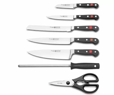 Zestaw Noży Kuchennych Wüsthof Classic Ikon – 7 Elementów w Bloku z Drewna Jesionowego, Niemiecka Jakość i Precyzja