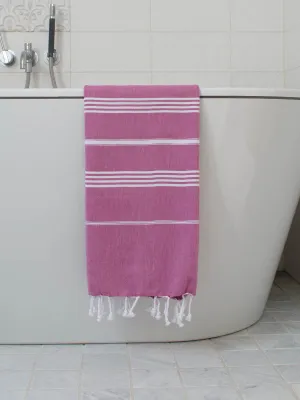 Ręcznik Hammam Magenta/Biały 170x100 cm - Styl i Komfort w Żywych Kolorach