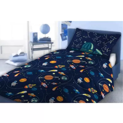 Pościel bawełna 160x200+1p70x80 Kosmos granat