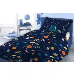 Pościel bawełna 160x200+1p70x80 Kosmos granat