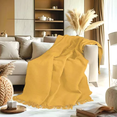 Koc T Bawełniany/BA866/150x200 musztarda