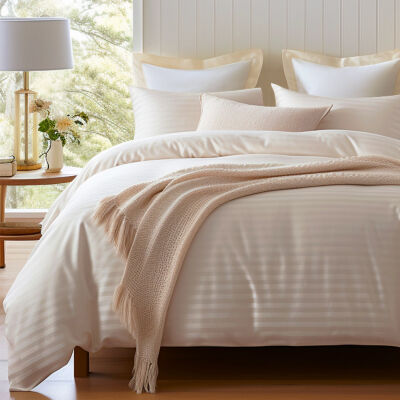 Pościel satyna bawełniana CIZGILI CAPUCCINO/180x200 EXCLUSIVE