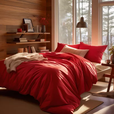 Pościel satyna bawełniana CZERWIEŃ 029/220x200