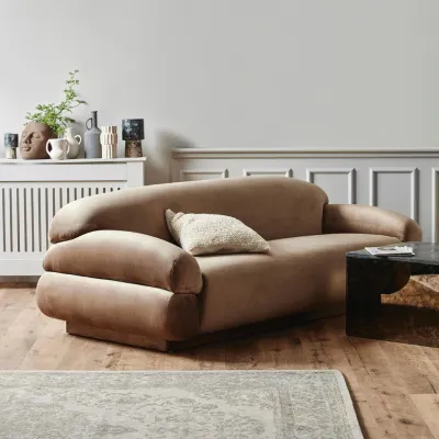 Elegancka Sofa welurowa SOF jasnobrązowa Nordal