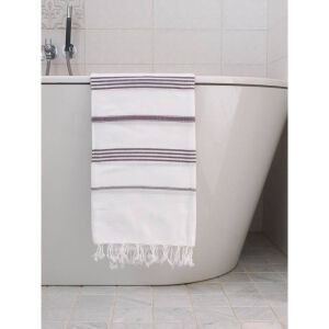 Ręcznik bawełniany hammam biały/oberżyna 170x100 cm Ottomania