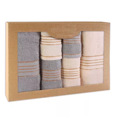 Ręcznik D Bawełna 100% Tiwano Krem + Popiel (P) 2x30x50+2x50x90+2x70x140 kpl.
