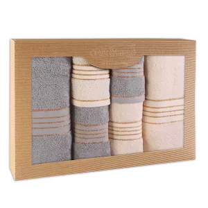 Ręcznik D Bawełna 100% Tiwano Krem + Popiel (P) 2x30x50+2x50x90+2x70x140 kpl.