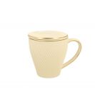 Kubek z zaparzaczem i pokrywką z porcelany DUO ECRU ICE CREAM 400 ml - 3