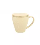 Kubek z zaparzaczem i pokrywką z porcelany DUO ECRU ICE CREAM 400 ml - 3