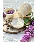 Kubek z zaparzaczem i pokrywką z porcelany DUO ECRU ICE CREAM 400 ml - 6