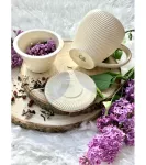 Kubek z zaparzaczem i pokrywką z porcelany DUO ECRU ICE CREAM 400 ml - 6