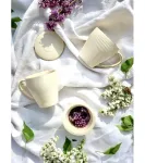 Kubek z zaparzaczem i pokrywką z porcelany DUO ECRU ICE CREAM 400 ml - 5