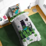 Pościel bawełna 140x200+1p70x90 Minecraft szary - 2