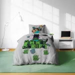 Pościel bawełna 140x200+1p70x90 Minecraft szary - 3