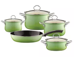 Zestaw garnków ceramicznych zielonych 5-częściowy Riess Smaragd