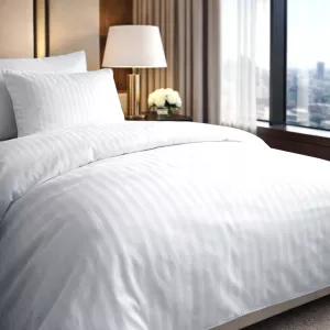 Poszwa hotelowa na zakładkę PASY 2cm biała/220x200