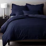 Poszewka satyna bawełna CIZGILI NAVY BLUE/50x60. - 2