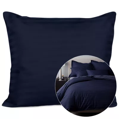 Poszewka satyna bawełna CIZGILI NAVY BLUE/50x60.