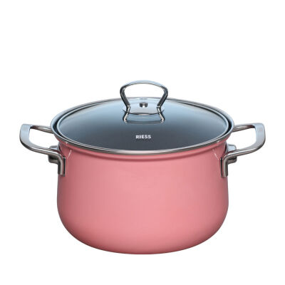 Wysoki Garnek emaliowany różowy 3,5 l 20 cm Riess PINK