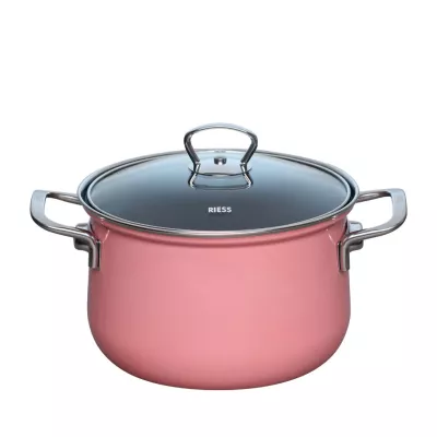 Wysoki Garnek emaliowany różowy 3,5 l 20 cm Riess PINK