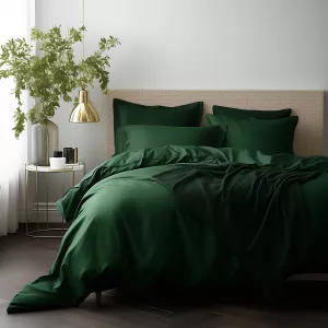 Pościel satyna bawełniana ZIELEŃ BUTELKOWA 036/140x200+1posz.70x80